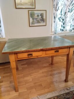 Retro stůl, starožitný stůl, dřevěný starý stůl