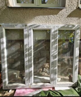 Okna 2ks 180x150 trojkřídla, dvojsklo, plast, bílé