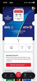 Slavia vs. Athletic Bilbao 2 listky, krasna mista