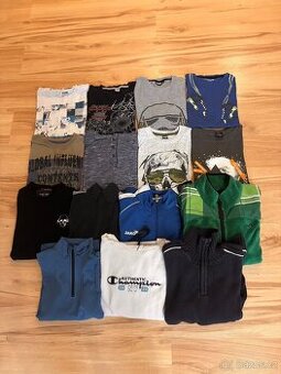 Trička dlouhý rukáv + mikiny vel. 146-152