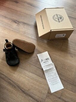 PEGRES BF32 celoročky BLACK kůže - nubruk BAREFOOT boty v.24