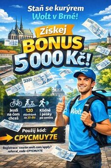 🚴‍♂️ Kurýr Wolt Brno – 5 000 Kč bonus za start