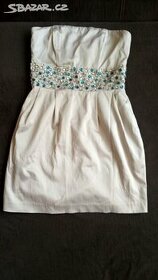 sváteční zlatobéžové šatičky bez ramínek 158/164