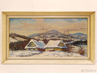 Obraz Zimní Šumava, olejomalba 43x78