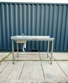 Stůl nerezový s dřezem - 1