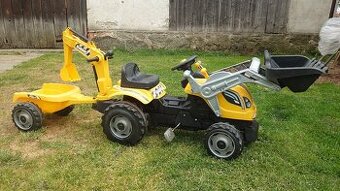 Smoby Šlapací traktor Builder Max s bagrem a vozíkem - 1