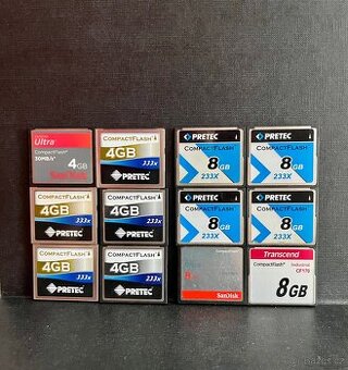 CompactFlash (CF) – SanDisk, Pretec, Transcend – 4GB/8GB
