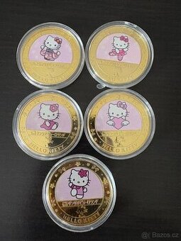 Prodám kovové mince s motivem Hello Kitty