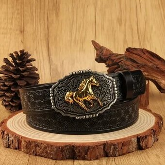 Westernový kovbojský opasek kun zlatý 136cm