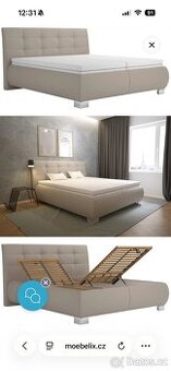 Krémová čalouněná postel 180x200