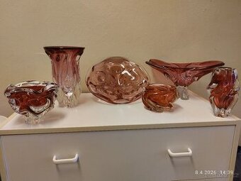 Hutní sklo růžové