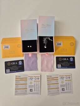 Nové stříbrná sada: náušnice a náhrdelník, 925. Moissanit