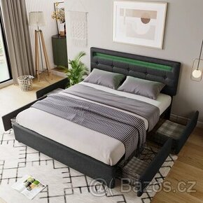 Nová manželská postel LED 140x200