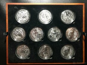 KOMPLETNÍ SADA STŘÍBRNÝCH MINCÍ 10 X 2 OZ THE QUEEN'S BEASTS
