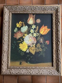 Zátiší s květinami 2 - plátno v rámu