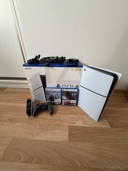 PlayStation 5 Slim 1TB,2x Hra, Nabíjecí stojánek
