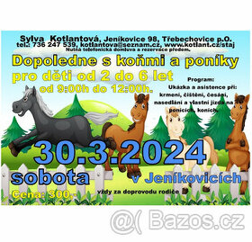 Dopoledne s koňmi a poníky: SOBOTA 30.3.2024