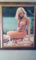 Originál plátno akt "Piknik" - Carpin - Nadymáček