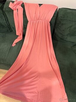 Lososové/korálové vázací šaty