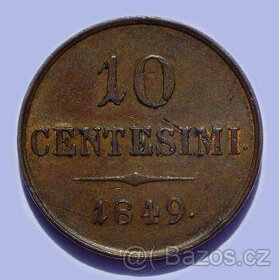 František Josef I, 10 centesimi 1849, velký typ, vzácnější