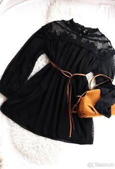 jarní šaty s krajkou, dlouhý rukáv, Zara