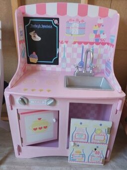 Detska drevena kuchynka ruzova