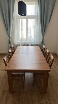 Jídelní stůl z masivu, 6místný, rozložitelný až na 8 míst