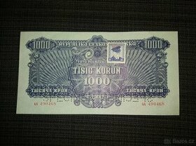 1000 korun 1944 první série  pěkný stav, originál, vysoký n - 1