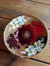 Bohemia Glass - talířek červeno-zlatý dekor