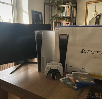 Ps5 1tb, dva ovladače, 8 fyzickych her