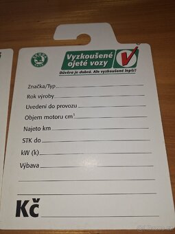 RETRO POPISKY - ZÁVĚSKY ORIGINAL ŠKODA AUTO nepoužité