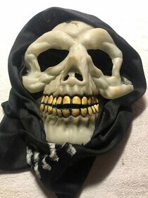 maska kostlivec-lebka, dospělá velikost, latex, s kapucí