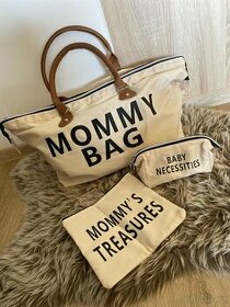 Nová béžová cestovní taška s potiskem Mommy Bag