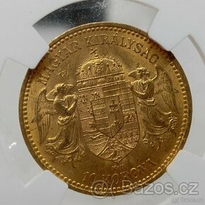 Zlata 10 koruna MS 62 FJI.