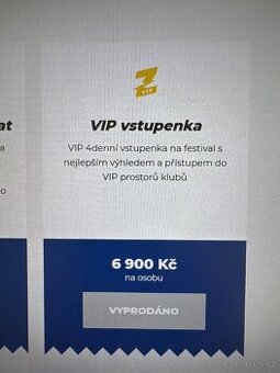 Zrce 4x VIP vstupenka termín 5.7. - 8.7.2025