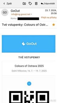 4 Vstupenky na Colours of Ostrava 16.7. - 19.7. 2025