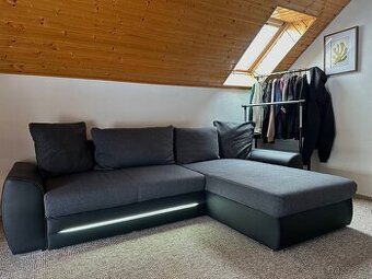 Rozkladací LED sedací souprava /gauč
