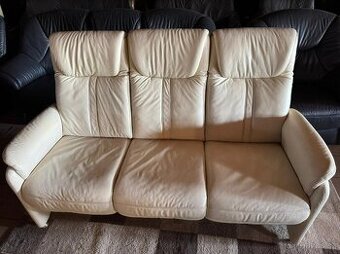 Kožená krémová pohovka,6047