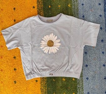 Triko modré s kopretinou vel. 146-152