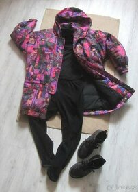 Vintage 80s teplá zimní bunda s barevným vzorem