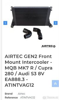 Airtec Sport intercooler pro Volkswagen Škoda , AUDI S3