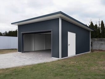 Zateplená garáž zo sendvičového panelu 6x6m.