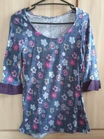 Dámské tričko s květy, 3/4 rukáv vel. 36/S