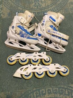 Dětské brusle lední, kolečkové rostoucí 33-36