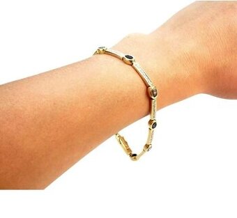 Zlatý náramek se spinely, akvamaríny a zirkony