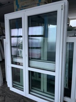 PLASTOVÉ DVOUKŘÍDLÉ BALKÓNOVÉ DVEŘE 155x219 BÍLÁ/ZLATÝ DUB