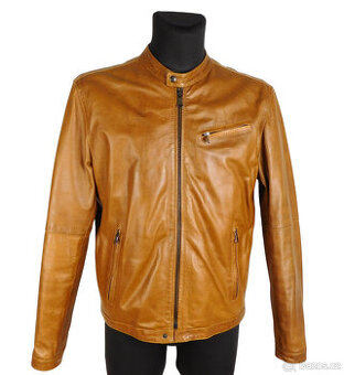 Kožená zimní pánská koňaková bunda BAŤA vel. M