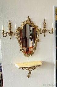 Starožitná Konzole+ Zrcadlo+ 2 Lampička