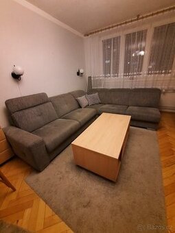 Sedaci souprava šedá, rozkládací, rohová