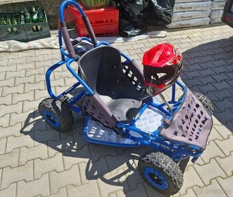 Dětská benzínová buggy 80cc modrá s helmou